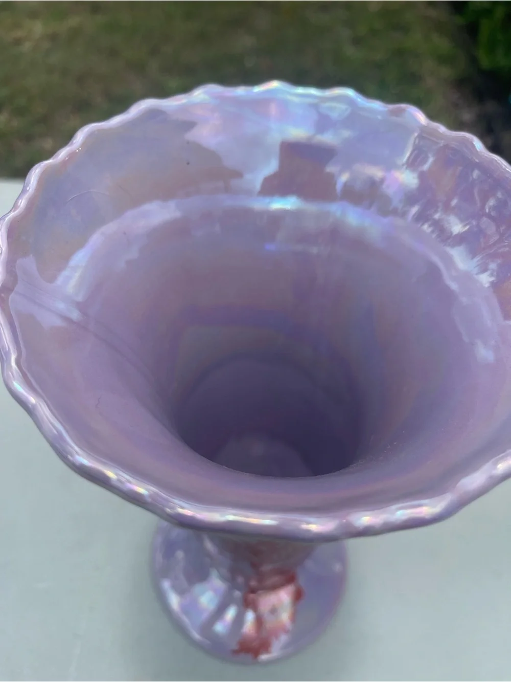 Anthropologie Iridescent Pink Floral Glass Vase